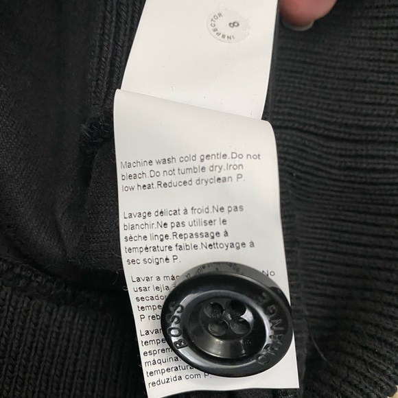 Hugo Boss Orange Cardigan shawl collar double-breasted  black sweater - Picture 6 of 9